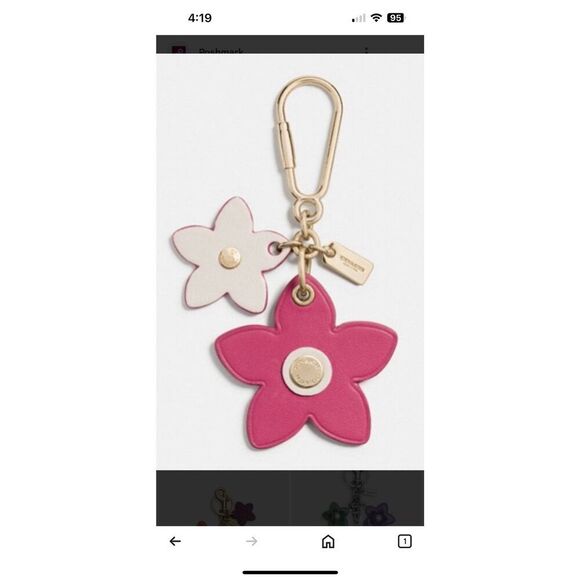 COACH Pink Flowers Keychain - Picture 5 of 5